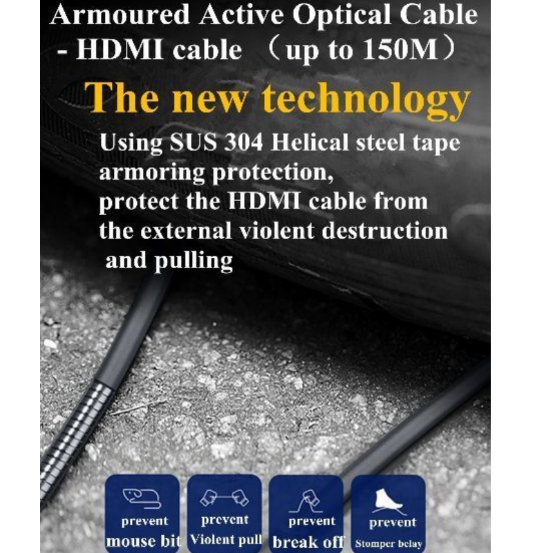 HDMI AOC装甲ケーブルサポート4 k＠60 Hz屋外マルチメディアディスプレイのための18 Gアーク3 D